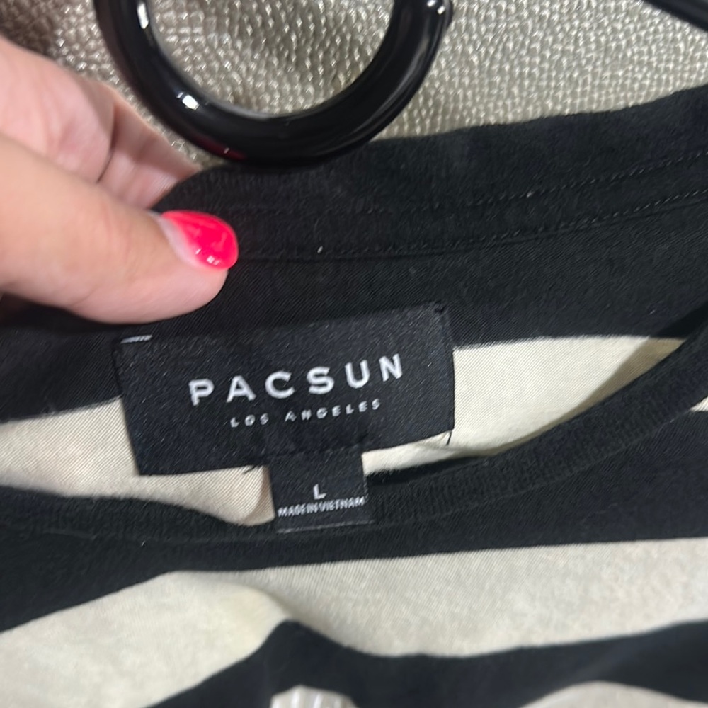 PacSun Black and White Nautical Long Sleeve Tee - Picture 2 of 3